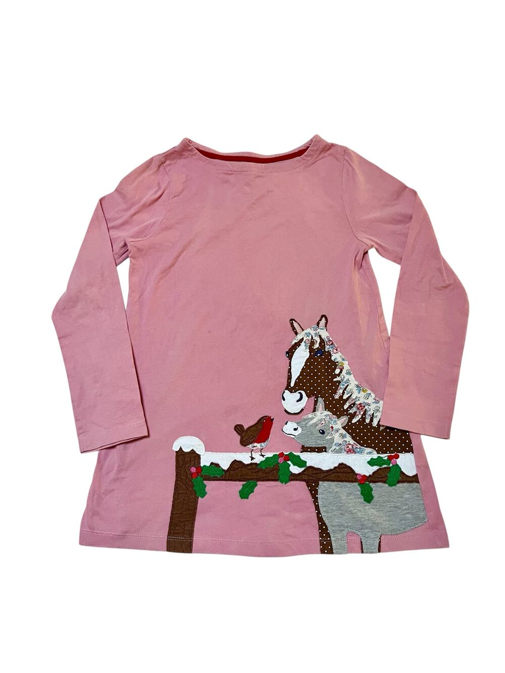 Mini Boden Holiday Horse Appliqué Tunic Size 8/9